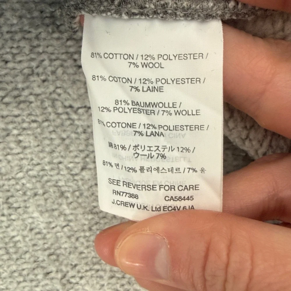 J Crew Wool Blend Funnel Neck Sweatshirt